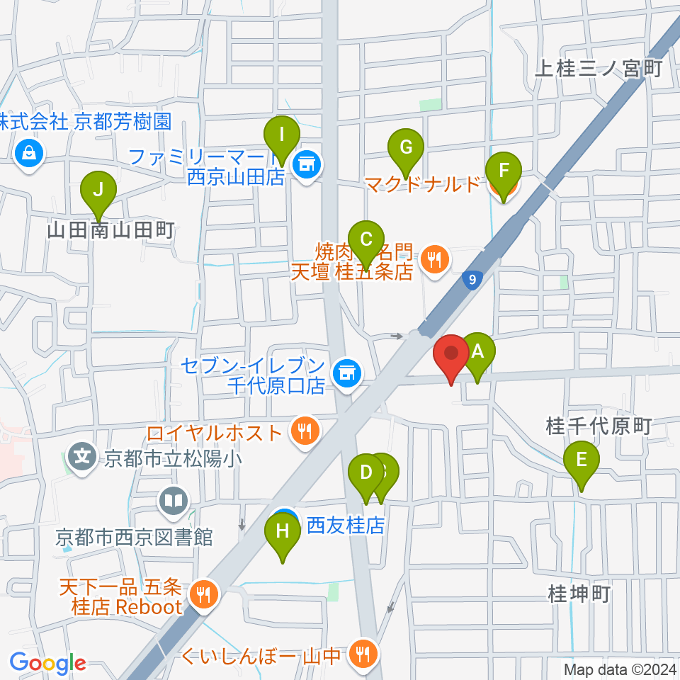 ベンチャーズハウス六絃周辺のカフェ一覧地図