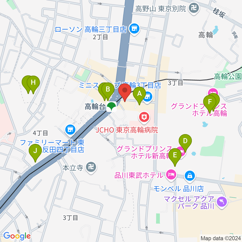 スタジオベイド高輪店周辺のカフェ一覧地図