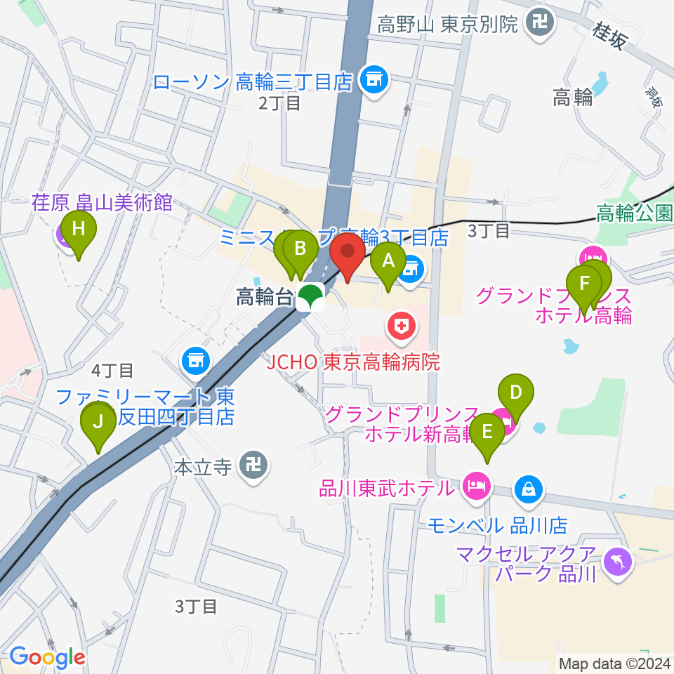 スタジオベイド高輪店周辺のカフェ一覧地図