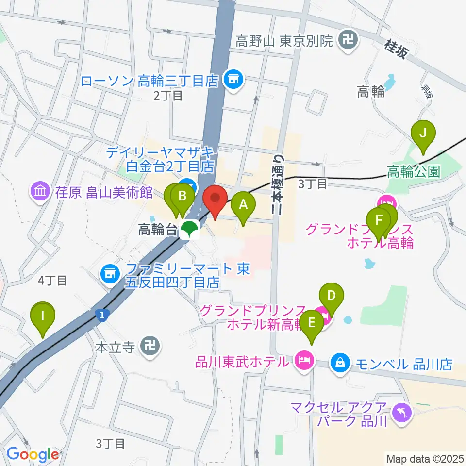 スタジオベイド高輪店周辺のカフェ一覧地図