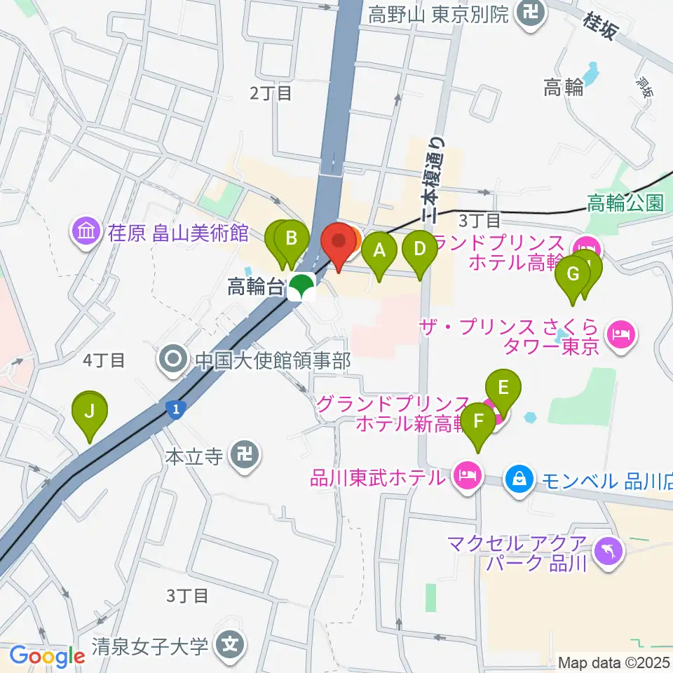 スタジオベイド高輪店周辺のカフェ一覧地図