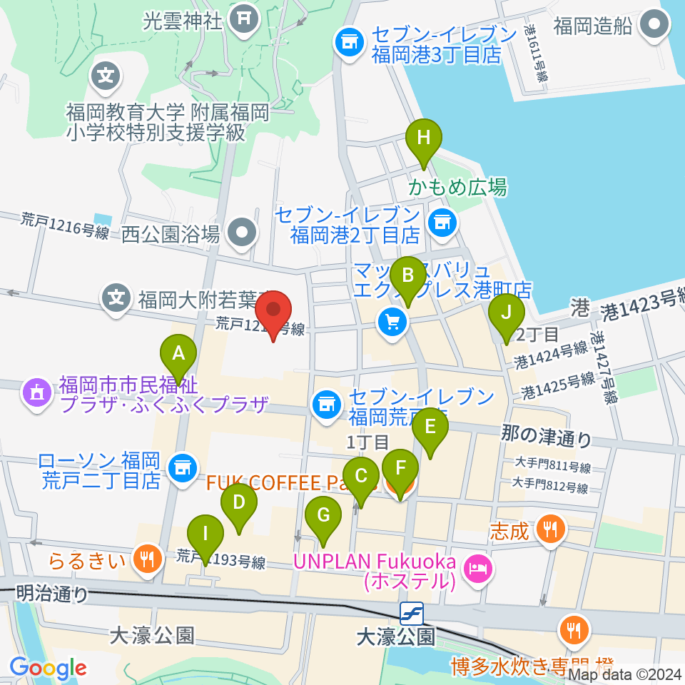 ミュージックスクール・クランチ周辺のカフェ一覧地図