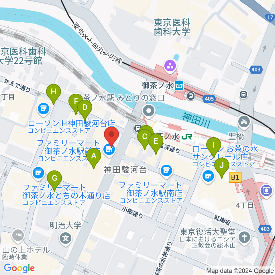 NARU周辺のカフェ一覧地図