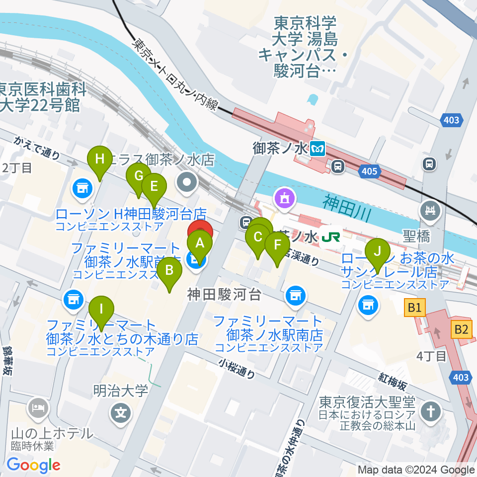 NARU周辺のカフェ一覧地図