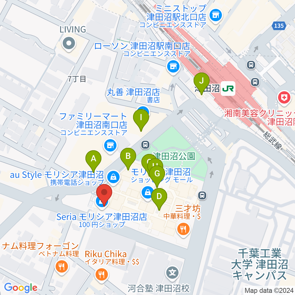 モリシアホール周辺のカフェ一覧地図