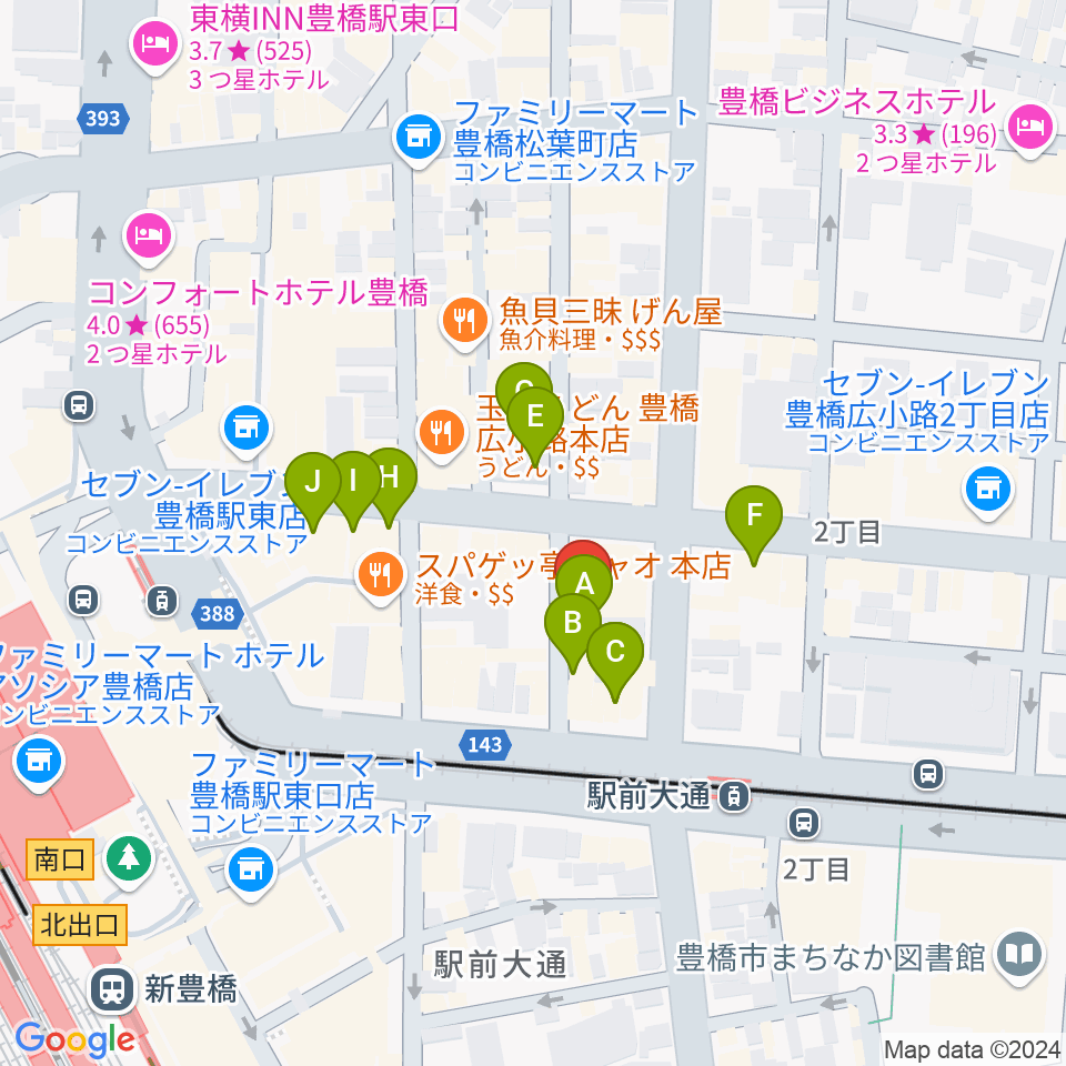 トンクボーカルスクール周辺のカフェ一覧地図