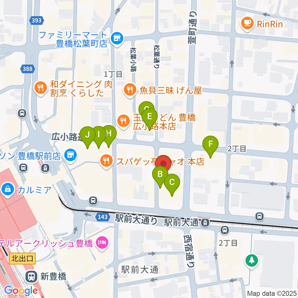 TONKボーカルスクール周辺のカフェ一覧地図
