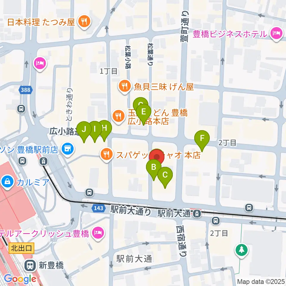 TONKボーカルスクール周辺のカフェ一覧地図