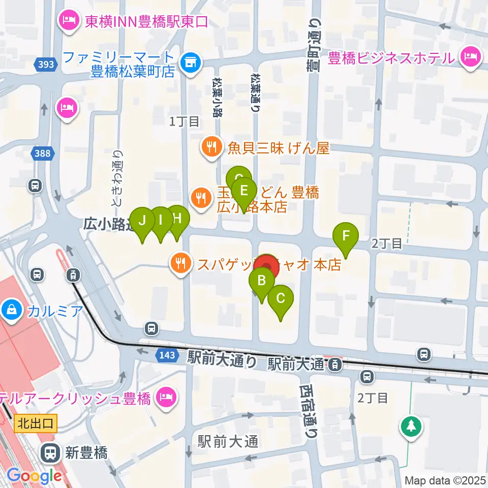 TONKボーカルスクール周辺のカフェ一覧地図