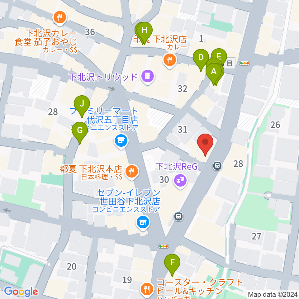 下北沢LADY JANE周辺のカフェ一覧地図