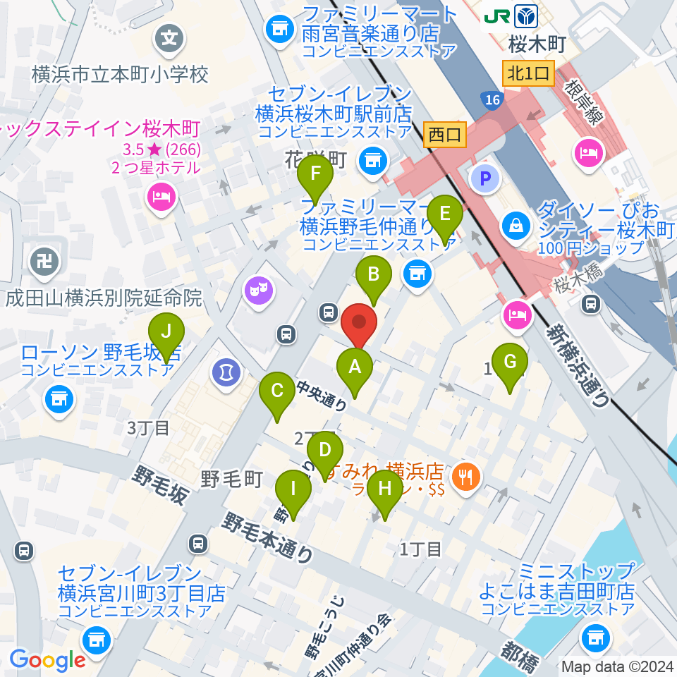 ジャズミュージアムちぐさ周辺のカフェ一覧地図