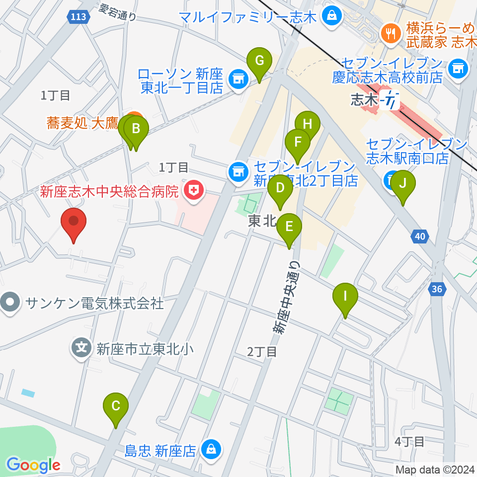 ムジカアシード志木校周辺のカフェ一覧地図