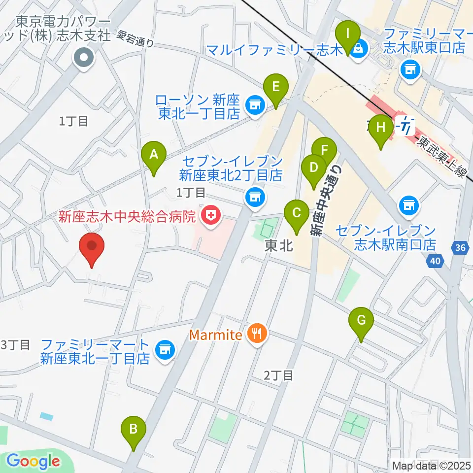 ムジカアシード志木校周辺のカフェ一覧地図