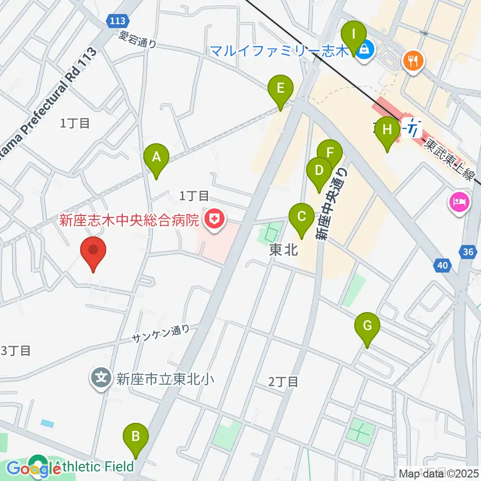 ムジカアシード志木校周辺のカフェ一覧地図
