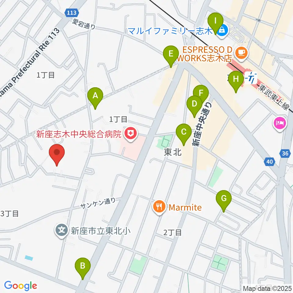 ムジカアシード志木校周辺のカフェ一覧地図