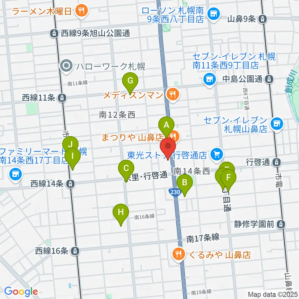 ピアノプラザセイヤスターツ周辺のカフェ一覧地図
