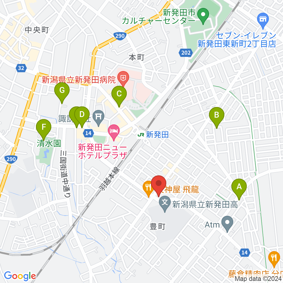 わたじん楽器 新発田周辺のカフェ一覧地図