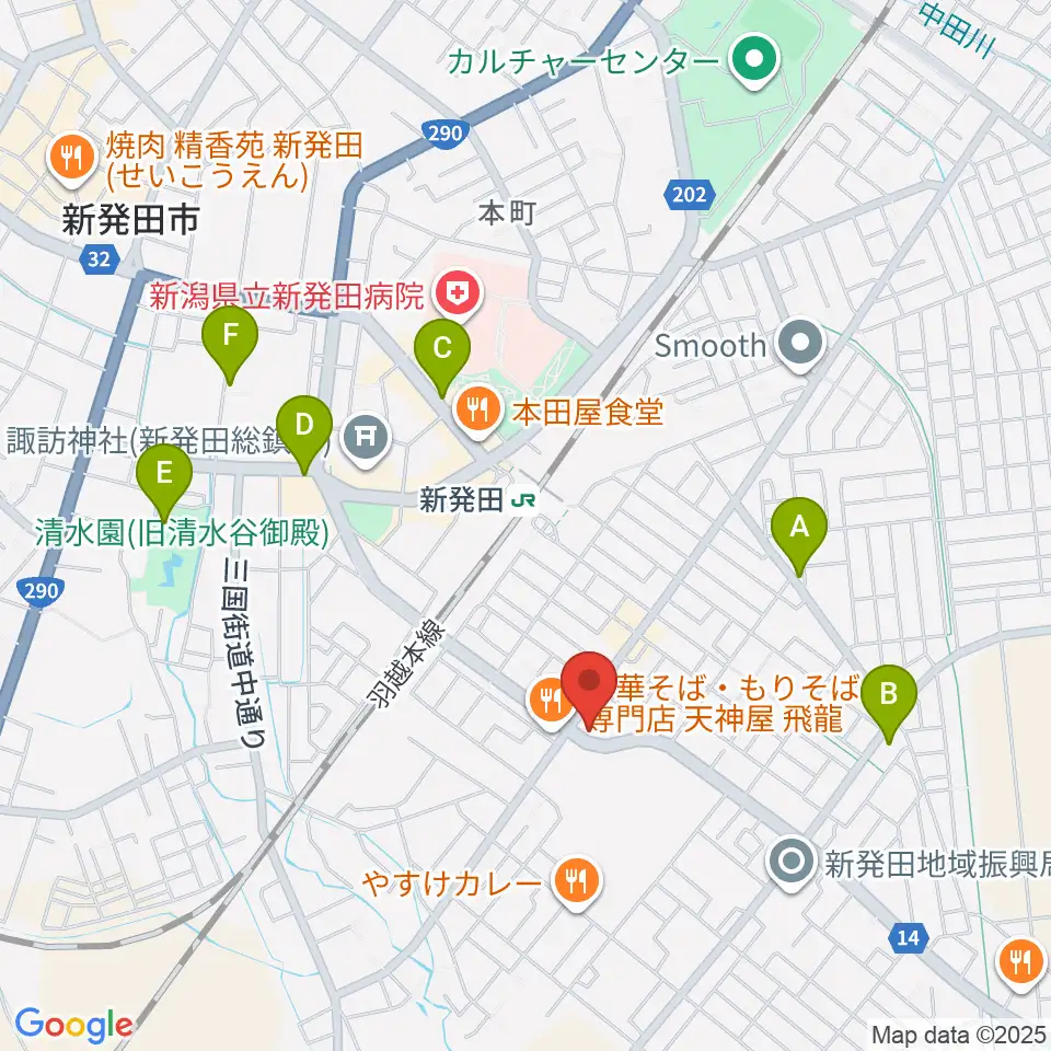 わたじん楽器 新発田周辺のカフェ一覧地図