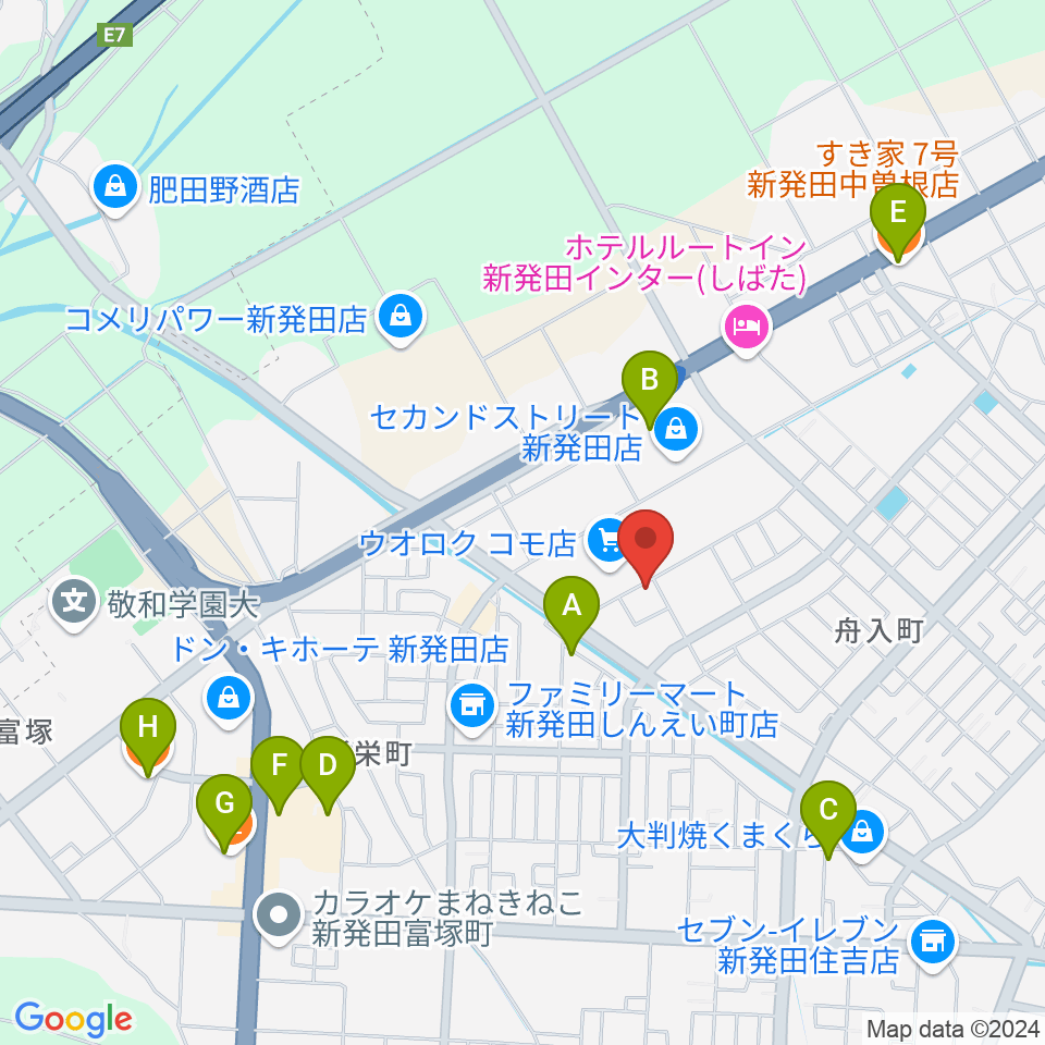 わたじん楽器 新発田センター周辺のカフェ一覧地図