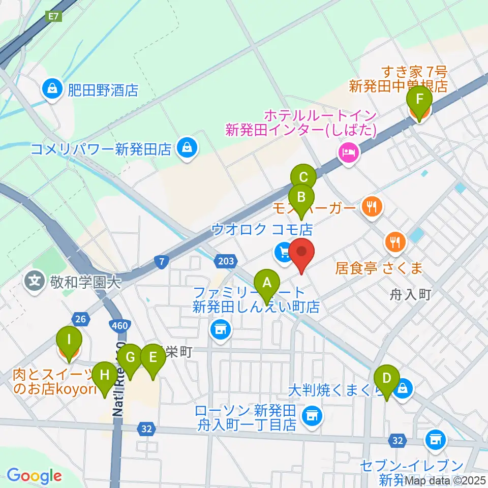 わたじん楽器 新発田センター周辺のカフェ一覧地図