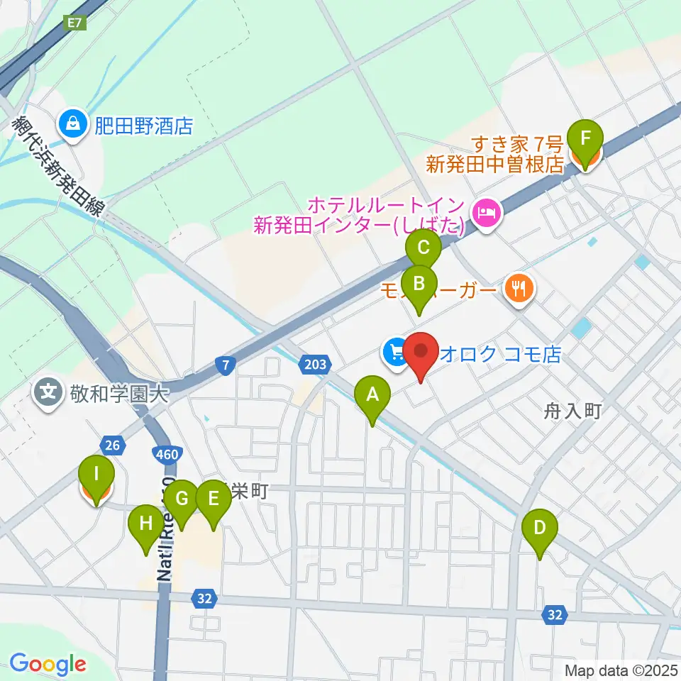 わたじん楽器 新発田センター周辺のカフェ一覧地図