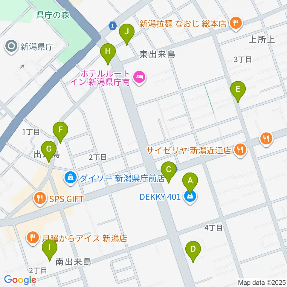 わたじん楽器 デッキィ401センター周辺のカフェ一覧地図