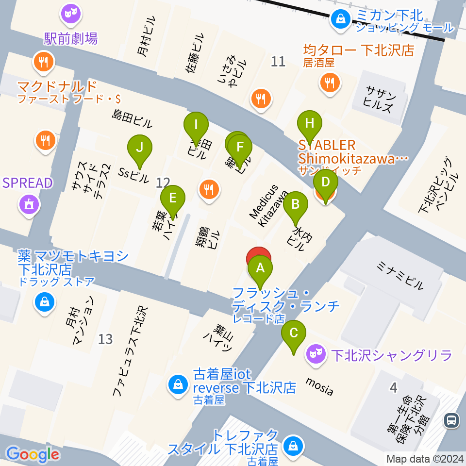 フラッシュ・ディスク・ランチ周辺のカフェ一覧地図