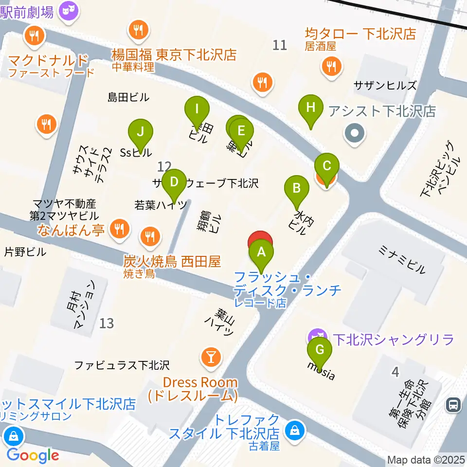 フラッシュ・ディスク・ランチ周辺のカフェ一覧地図