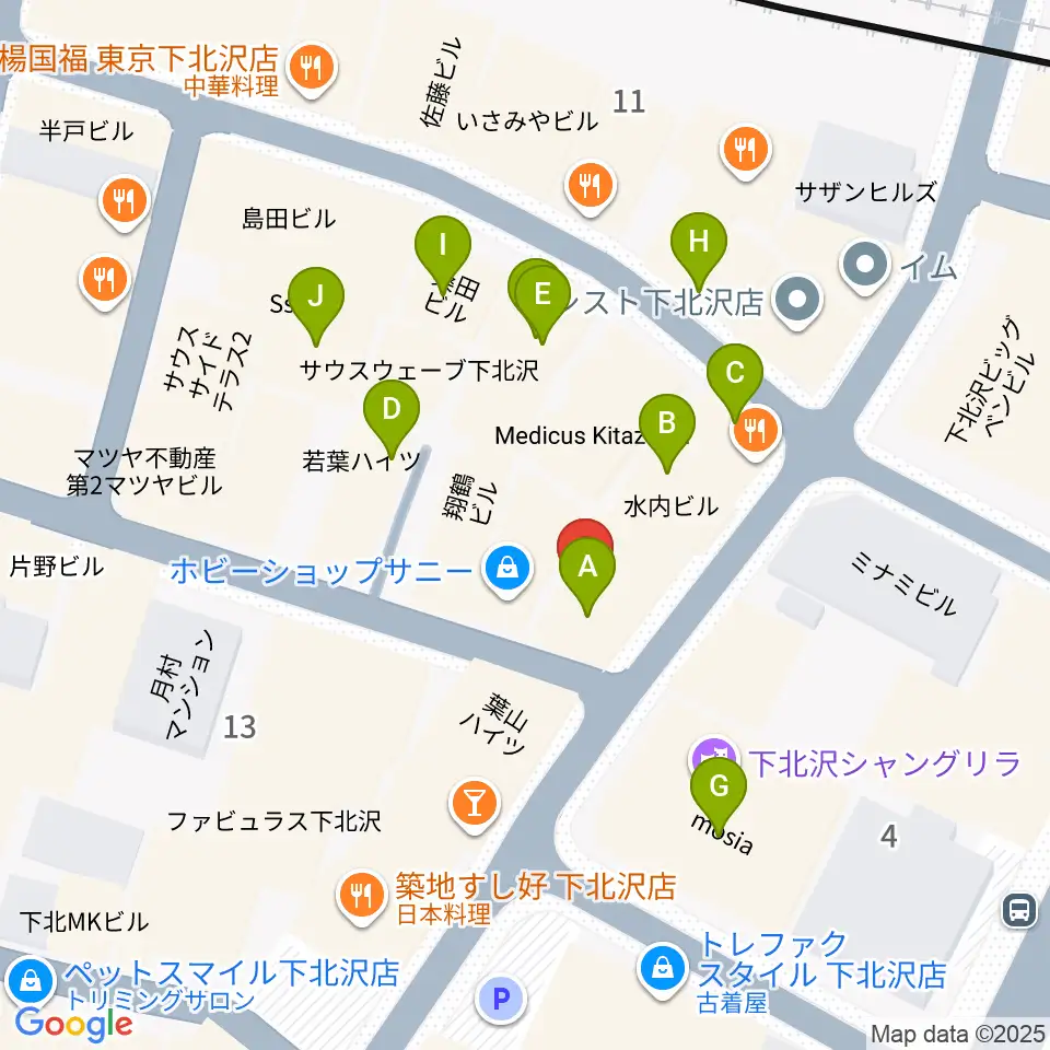 フラッシュ・ディスク・ランチ周辺のカフェ一覧地図