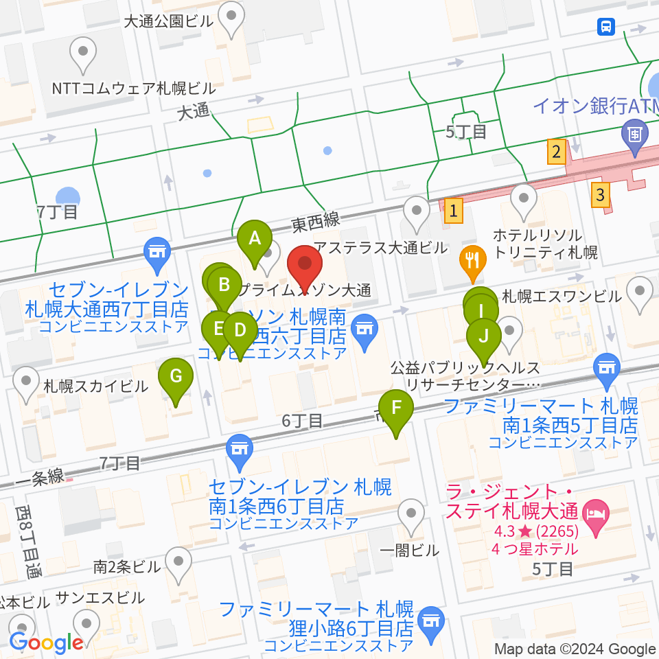 札幌ザ・ルーテルホール周辺のカフェ一覧地図