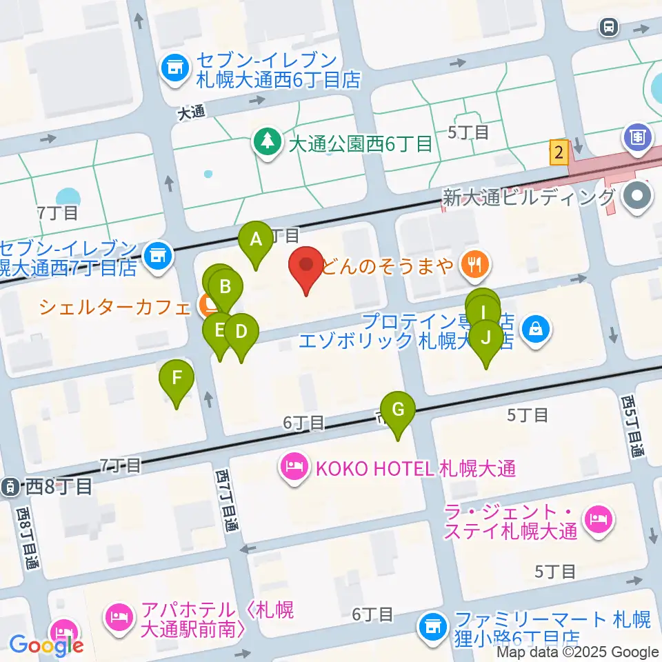 札幌ザ・ルーテルホール周辺のカフェ一覧地図