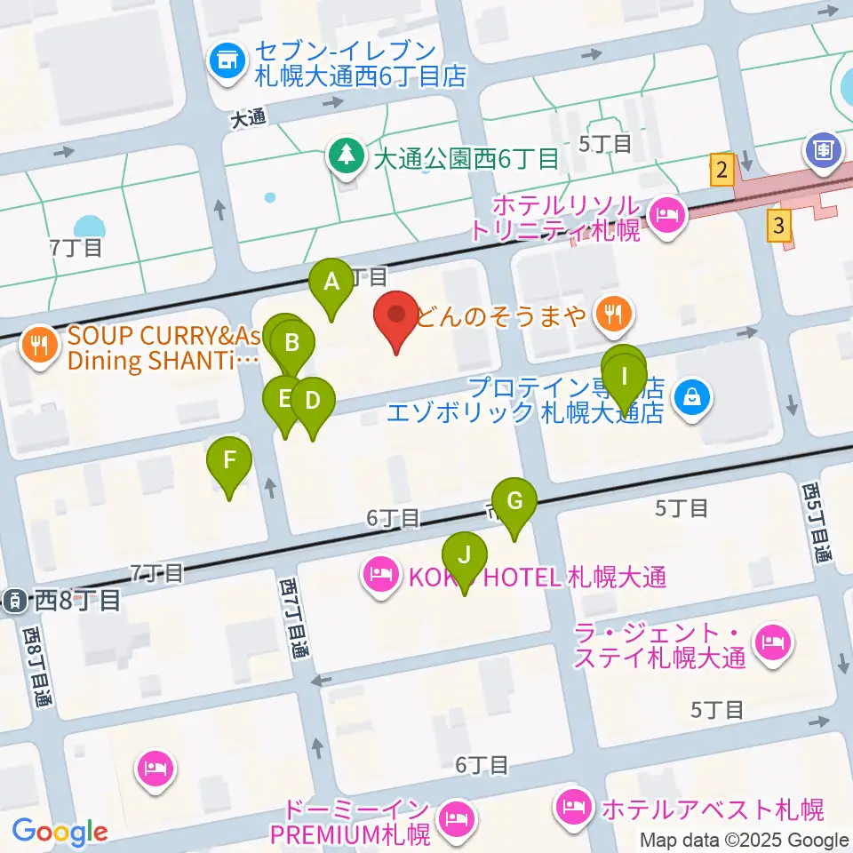 札幌ザ・ルーテルホール周辺のカフェ一覧地図