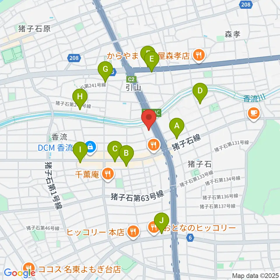 安達チェンバロ工房周辺のカフェ一覧地図