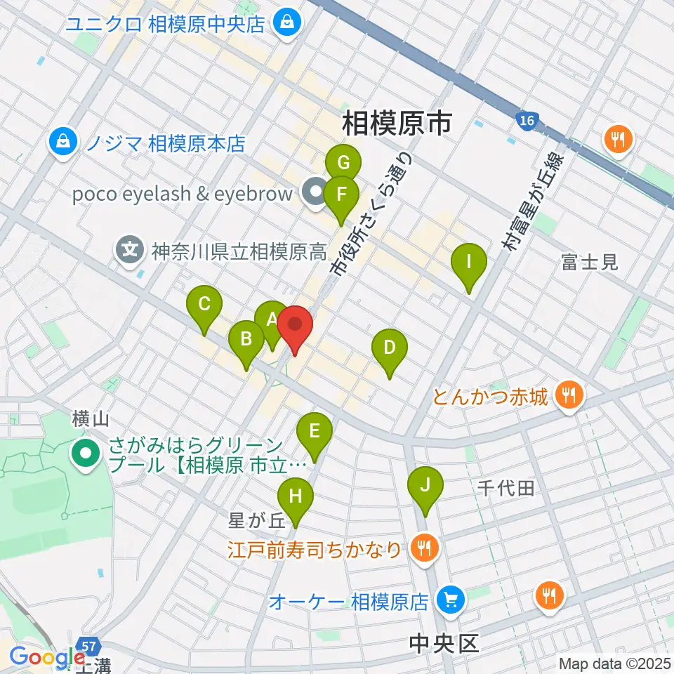 相模原メイプルホール周辺のカフェ一覧地図