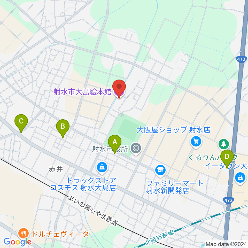 射水市大島絵本館周辺のカフェ一覧地図