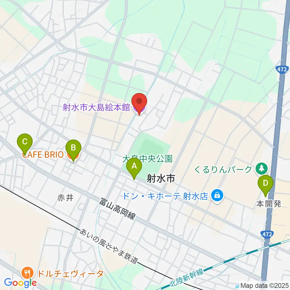射水市大島絵本館周辺のカフェ一覧地図