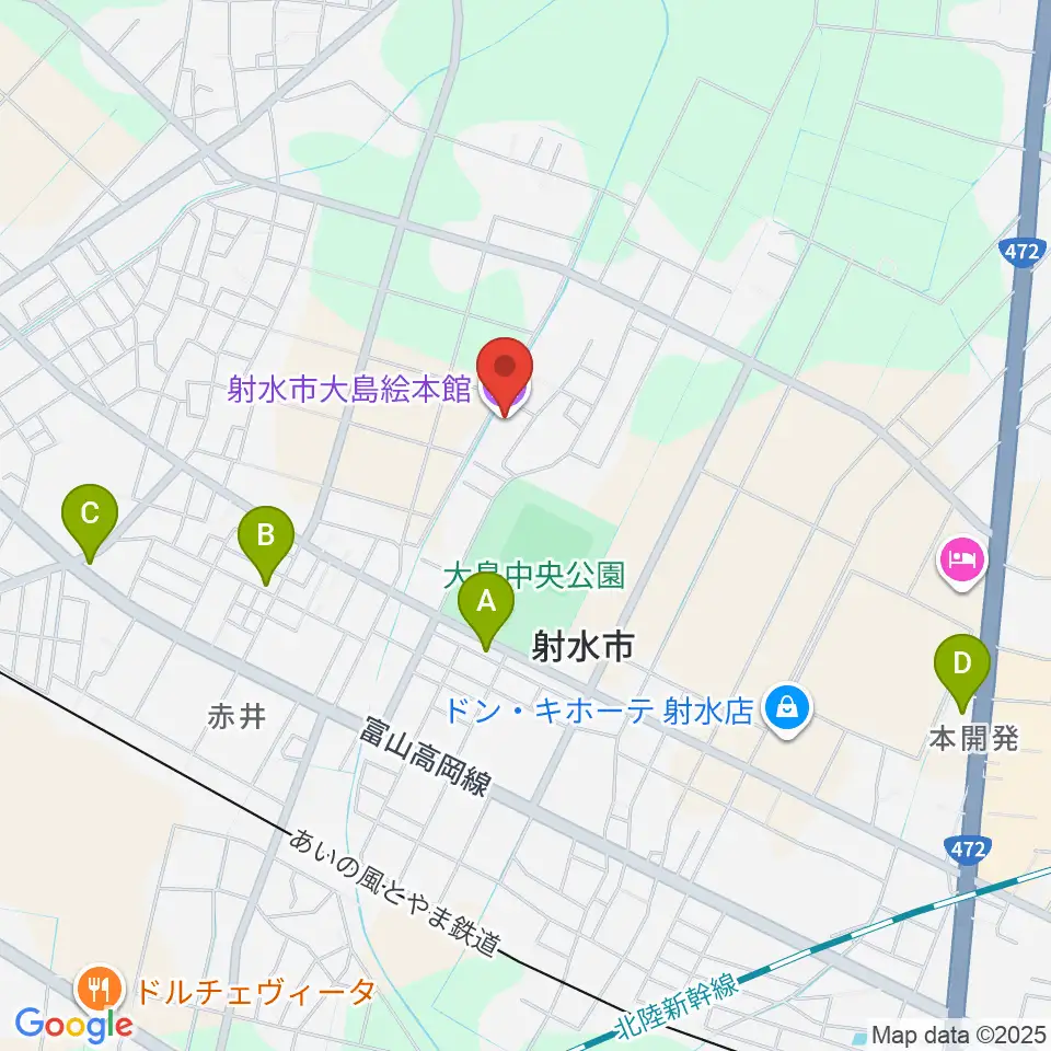 射水市大島絵本館周辺のカフェ一覧地図