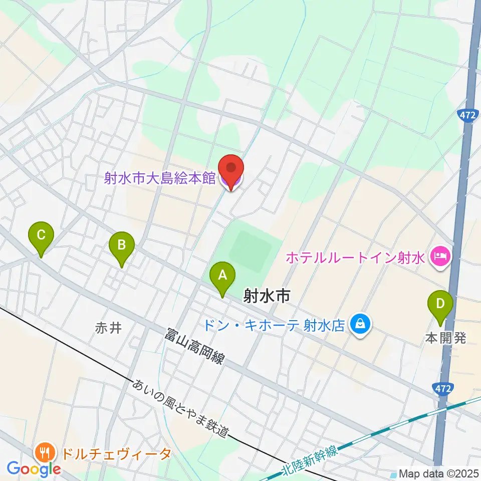 射水市大島絵本館周辺のカフェ一覧地図