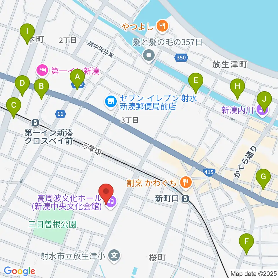 高周波文化ホール周辺のカフェ一覧地図