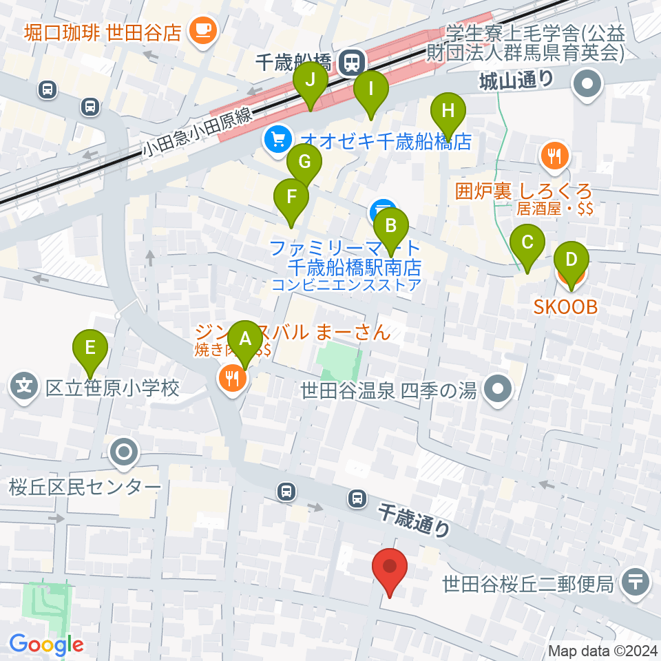 武田ゆりヴァイオリン教室周辺のカフェ一覧地図