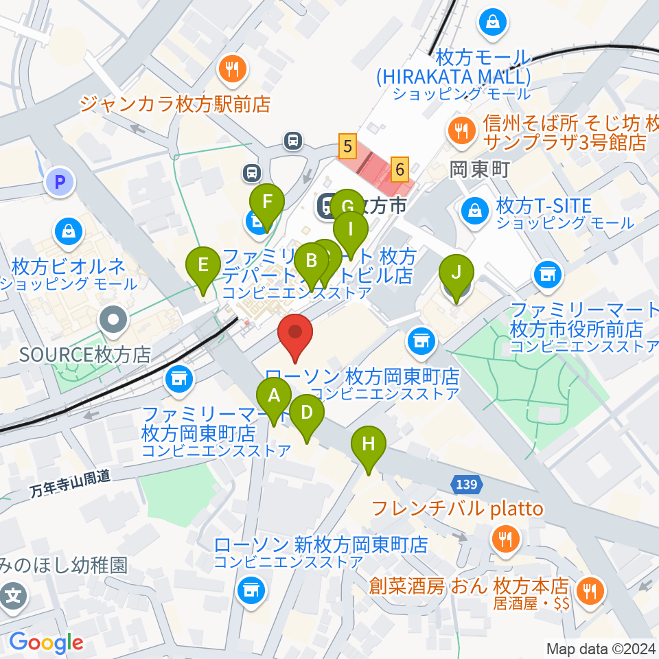 大東楽器ミューズデュオ周辺のカフェ一覧地図