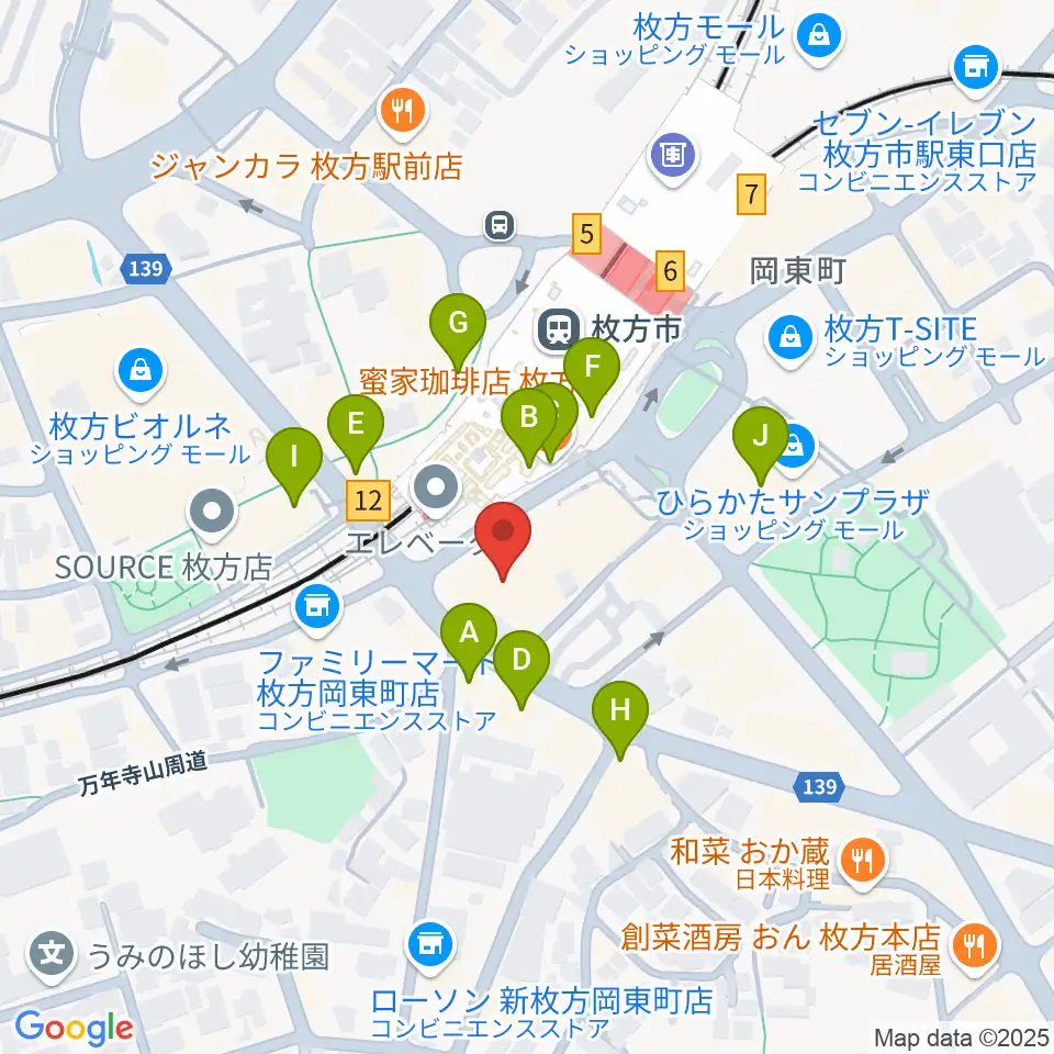 大東楽器ミューズデュオ周辺のカフェ一覧地図