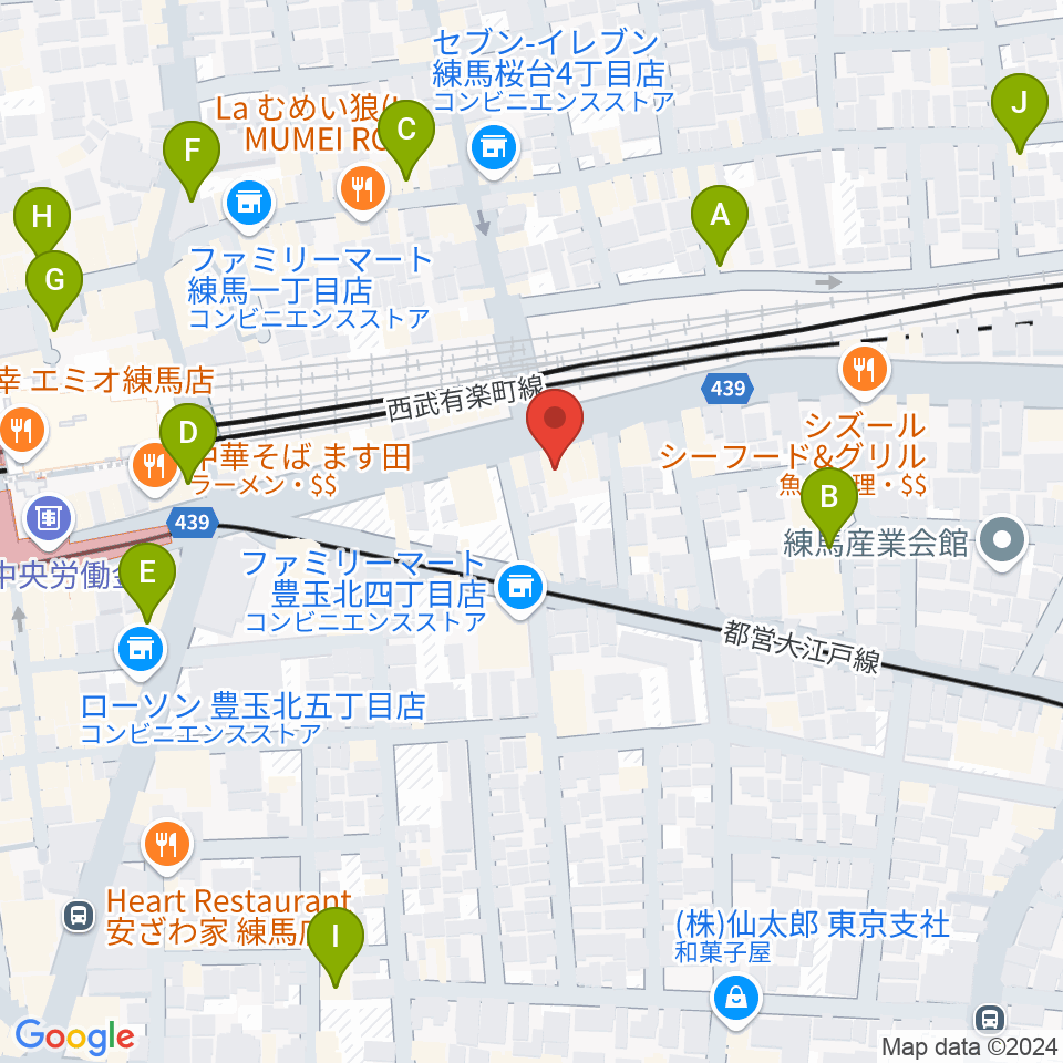 奈良龍二バイオリン教室 練馬教室周辺のカフェ一覧地図