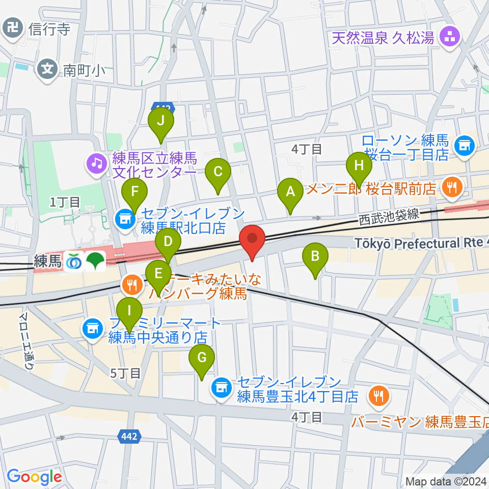 奈良龍二バイオリン教室 練馬教室周辺のカフェ一覧地図