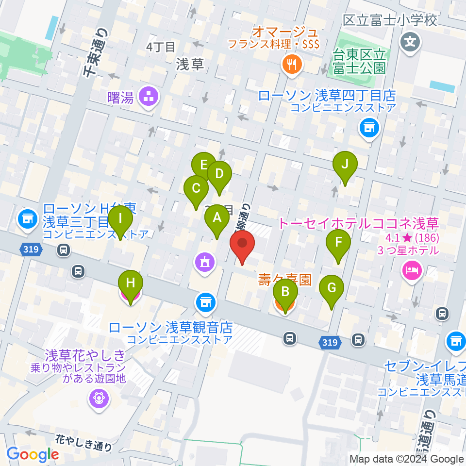 ネイキッドギターワークス周辺のカフェ一覧地図