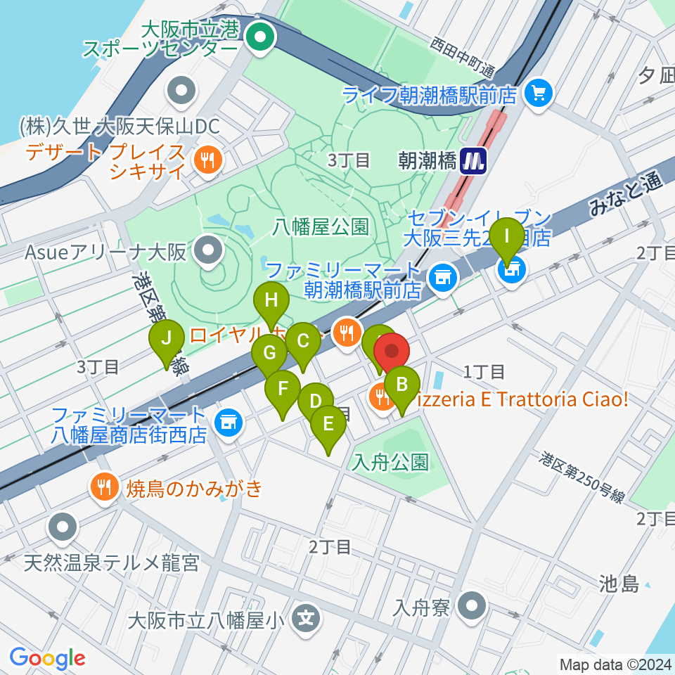 朝潮橋Piano Bar Kiyomi周辺のカフェ一覧地図