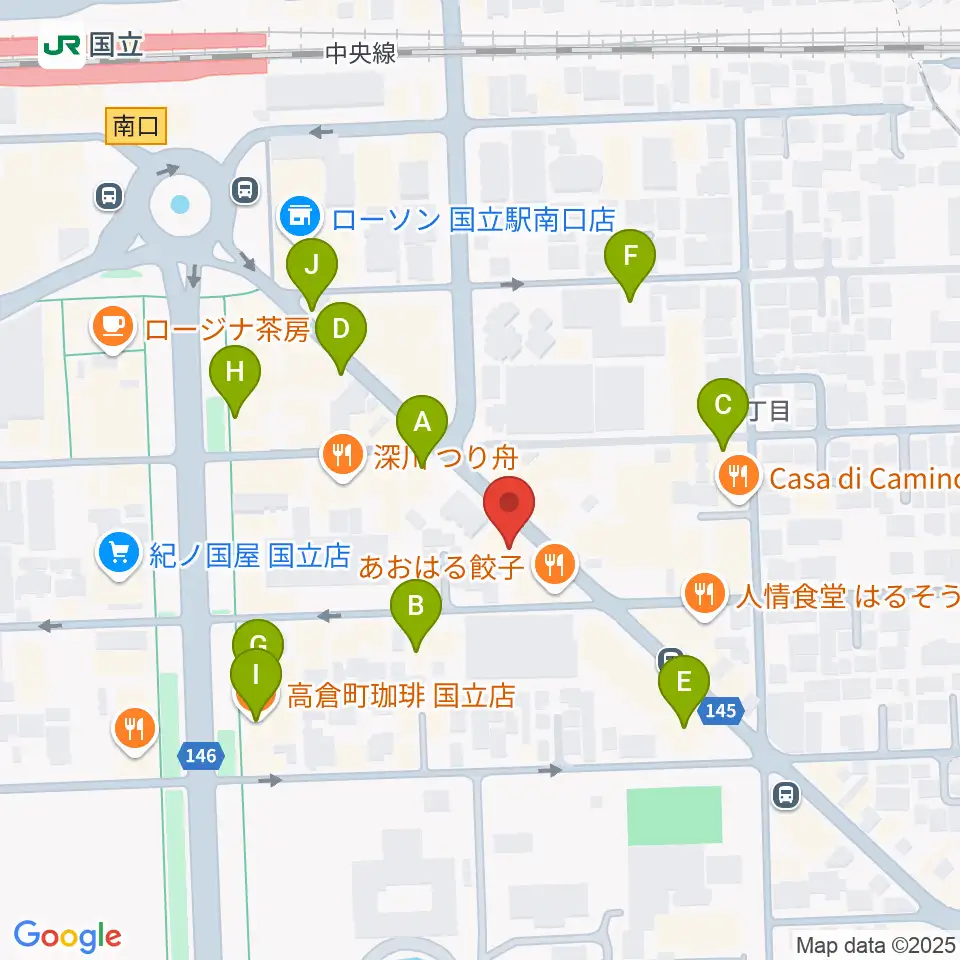 国立はっぽん周辺のカフェ一覧地図