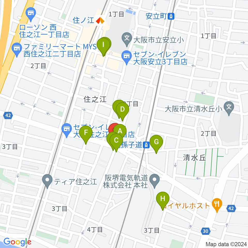 アンリュウリコーダーギャラリー周辺のカフェ一覧地図