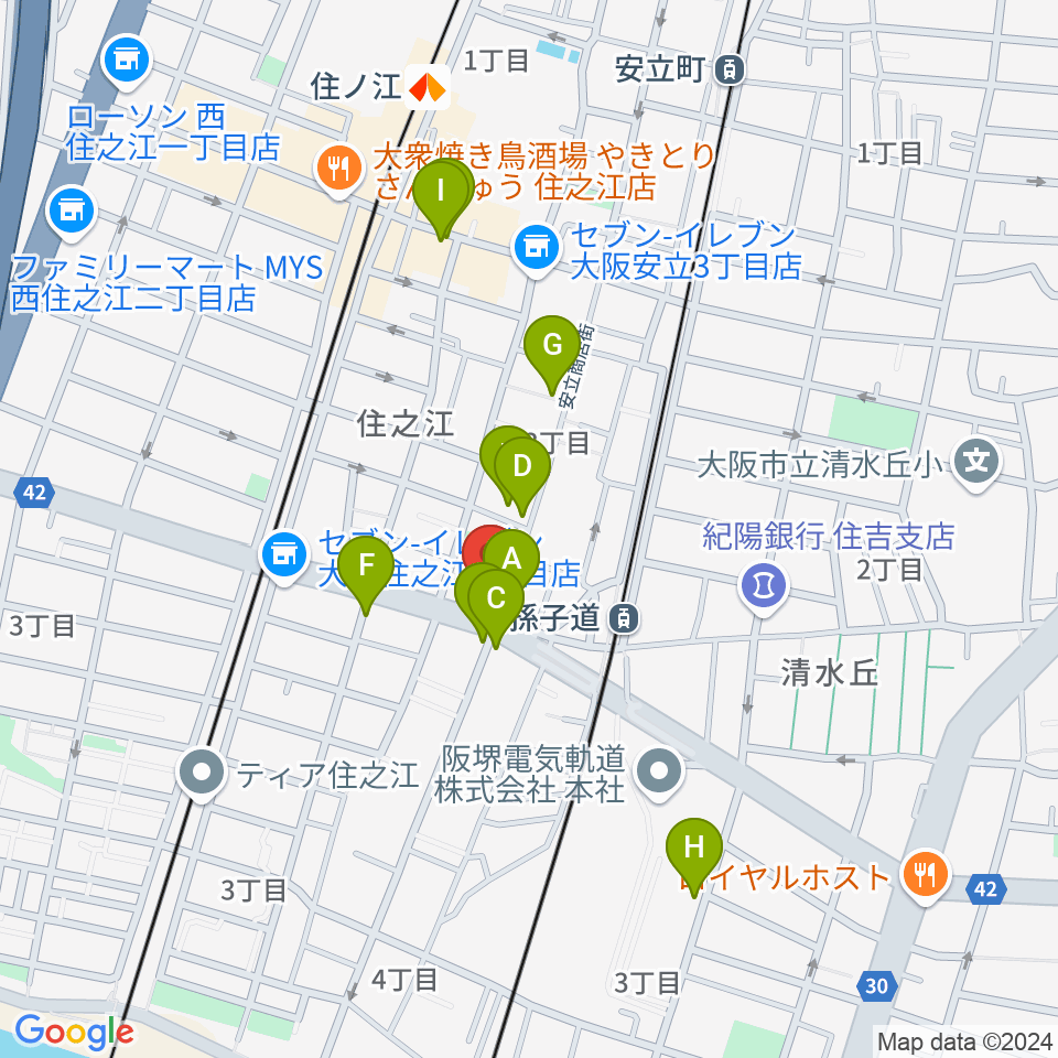 アンリュウリコーダーギャラリー周辺のカフェ一覧地図