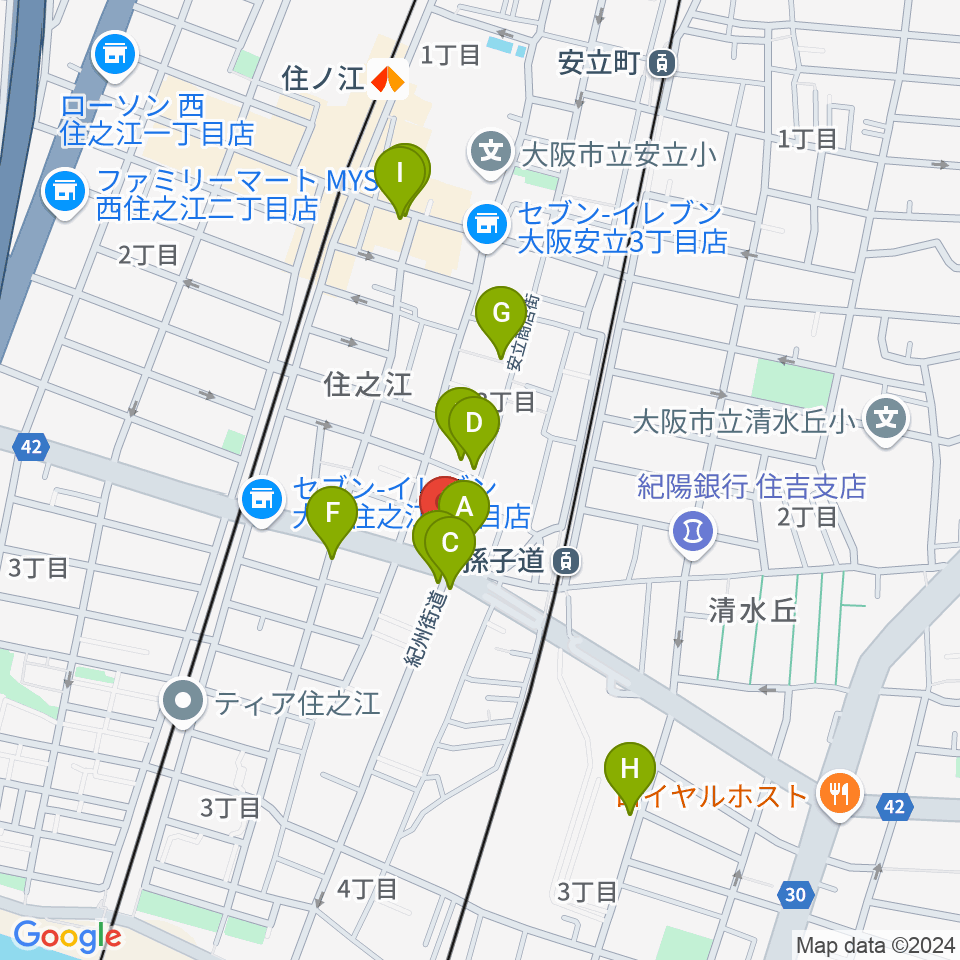 アンリュウリコーダーギャラリー周辺のカフェ一覧地図